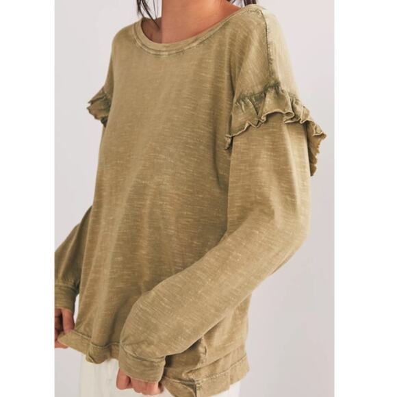 NWT Pilcro Ruffled Open-Back Moss Top - Medium - Picture 3 of 7